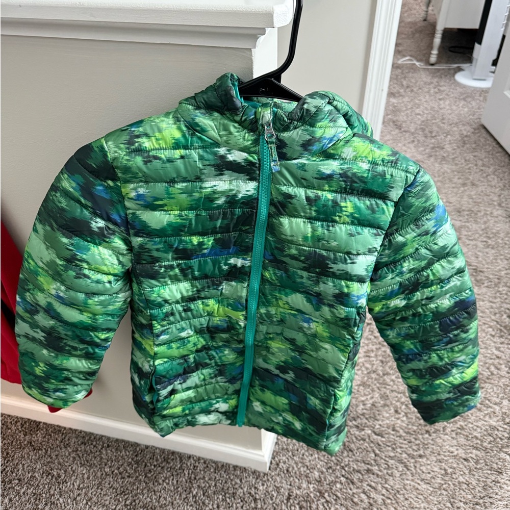 Lands End Kids Green Camouflage-Print Puffer Jacket- New w/tags